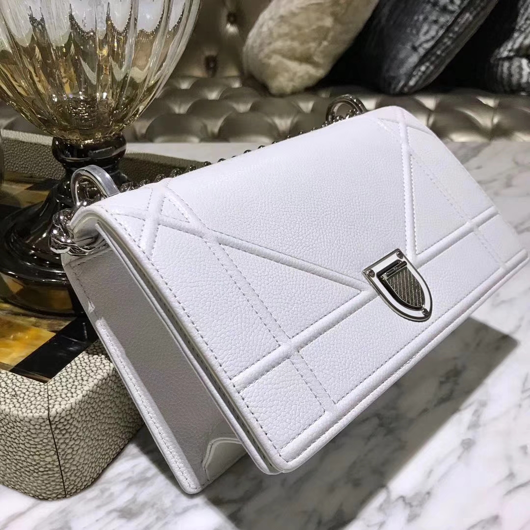 广州品牌包包定制 Dior腾格纹 白色 球纹 25cm/21cm