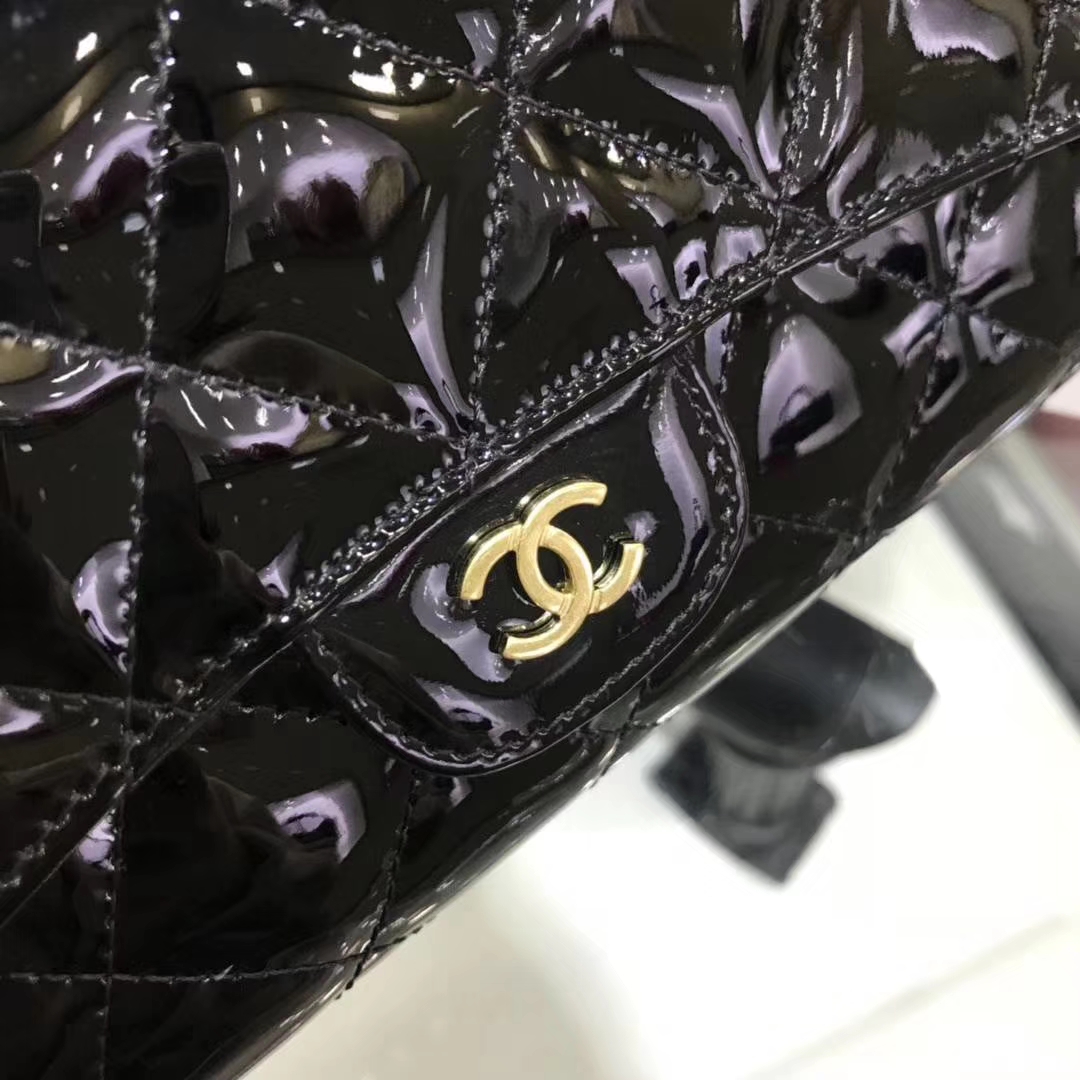 Chanel香奈儿 钱包  漆皮 黑色 长夹 手拿包 晚宴包