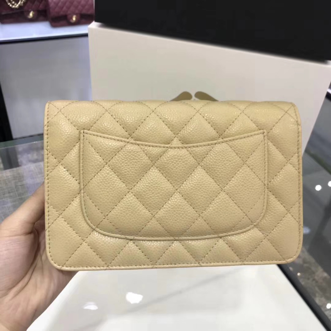 Chanel香奈儿 WOC  球纹 杏色牛皮 银色五金