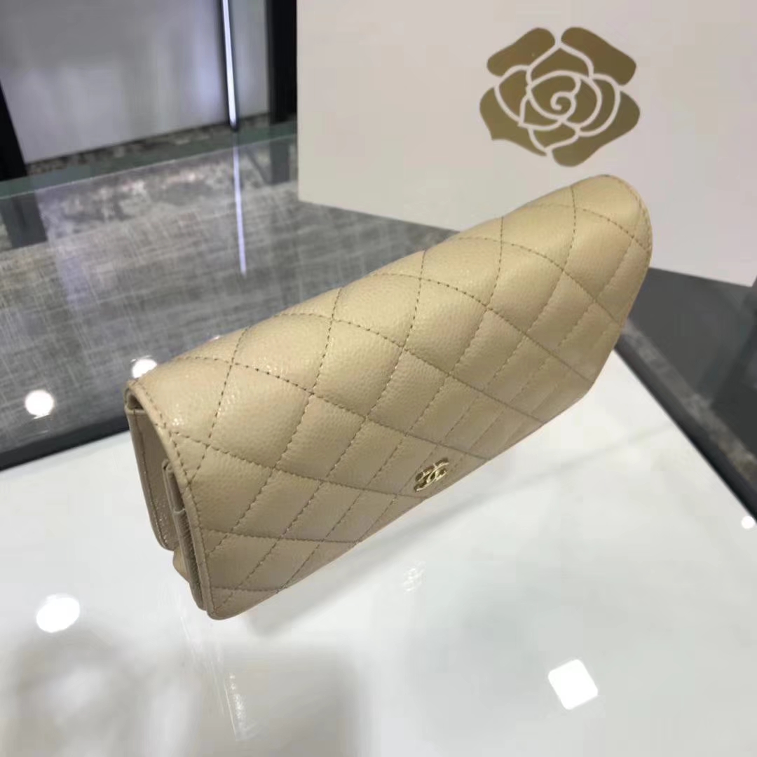 Chanel香奈儿 WOC  球纹 杏色牛皮 银色五金