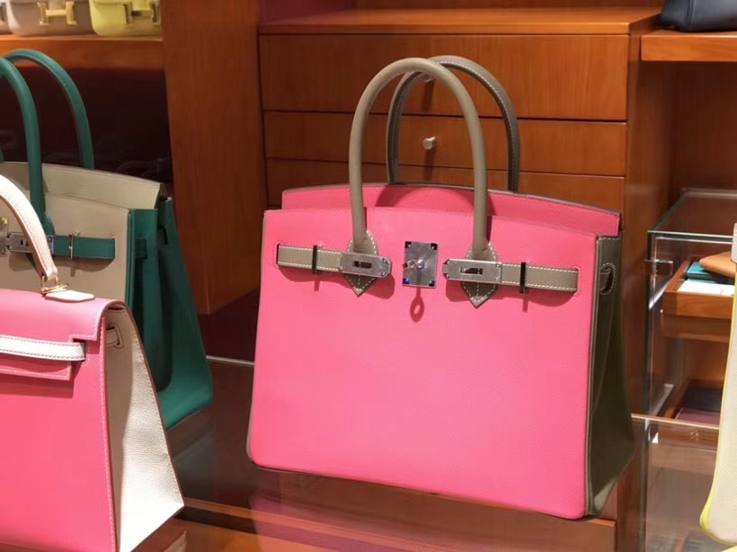 Birkin 25CM 新唇膏粉拼大象灰 金银扣都可以定制 配全套专柜原版包装