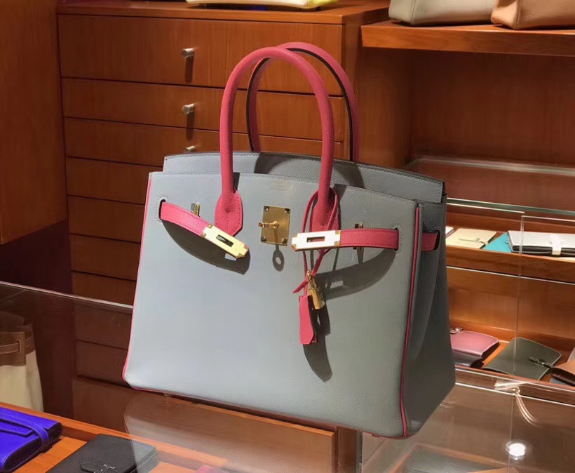 HERMES 爱马仕 Birkin 25CM 海鸥灰拼玫瑰粉 金银扣都可以定制 配全套专柜原版包装
