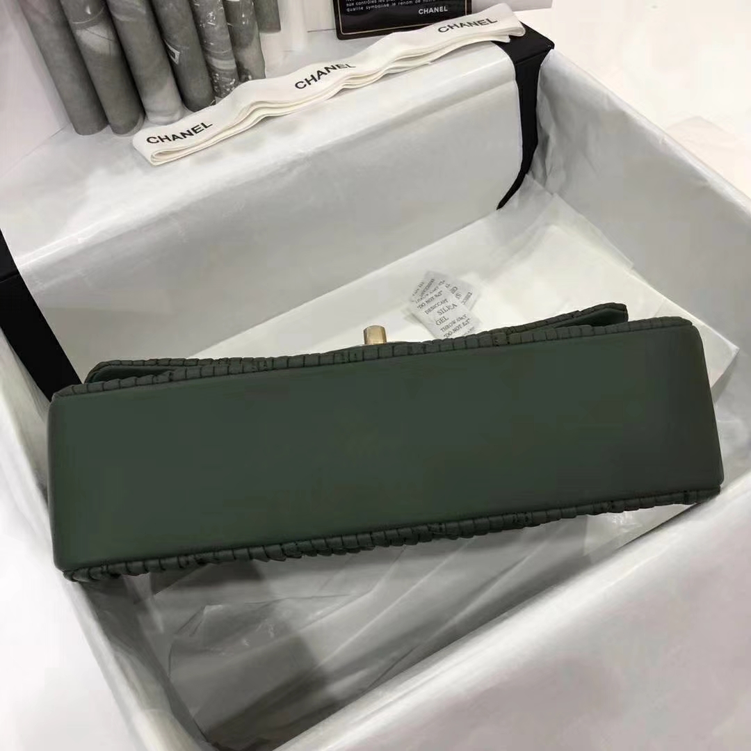 Chanel 香奈儿 希腊褶皱款 25cm 绿色 纯手工打褶 磨沙金 质感满满