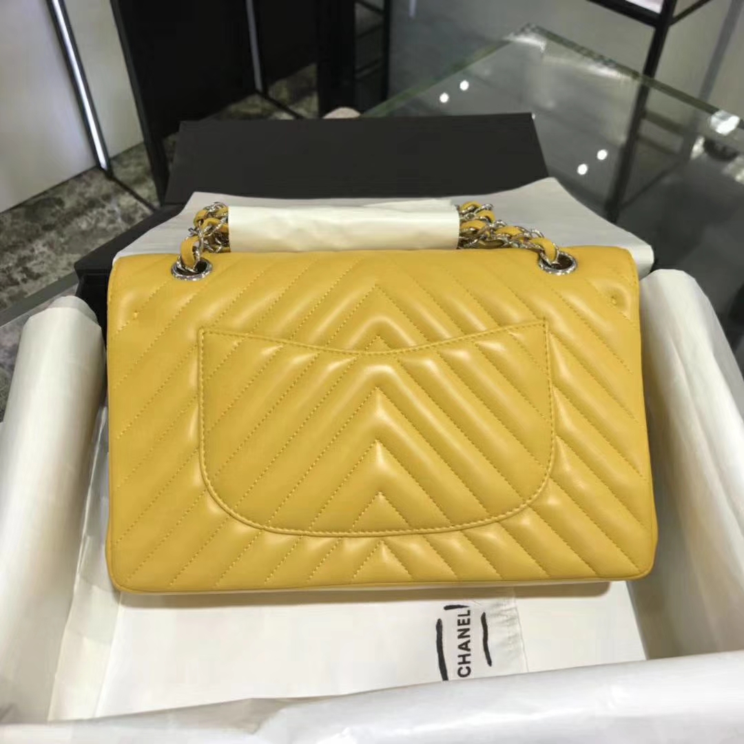Chanel 香奈儿 VZ系列 25cm 进口小羊皮 芒果黄 银扣