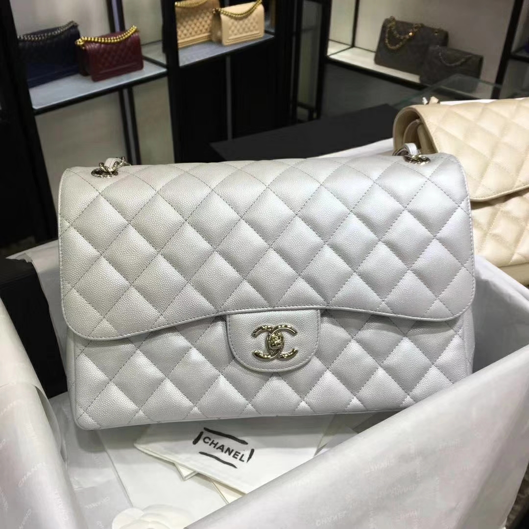 Chanel 香奈儿 Cf系列 30cm 进口小鱼子酱 银色 银扣