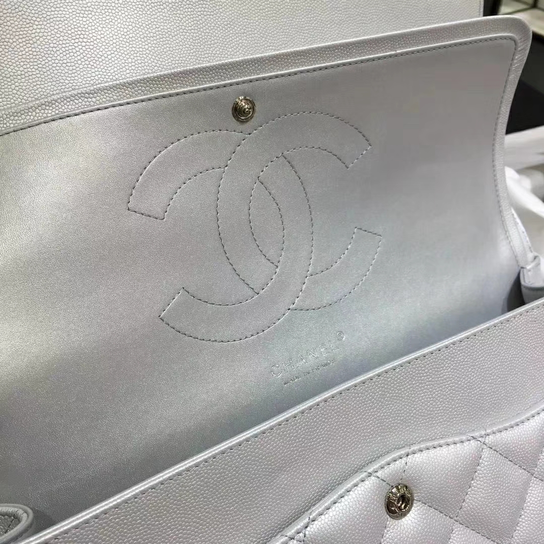 Chanel 香奈儿 Cf系列 30cm 进口小鱼子酱 银色 银扣