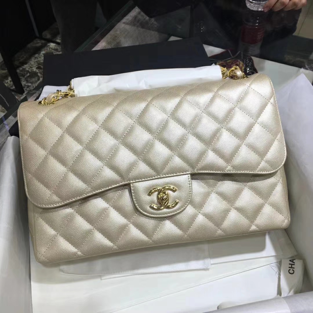 Chanel 香奈儿 Cf系列 30cm 进口小鱼子酱 金扣 金色