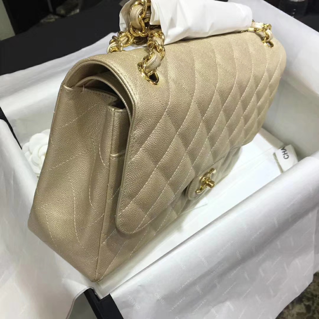 Chanel 香奈儿 Cf系列 30cm 进口小鱼子酱 金扣 金色