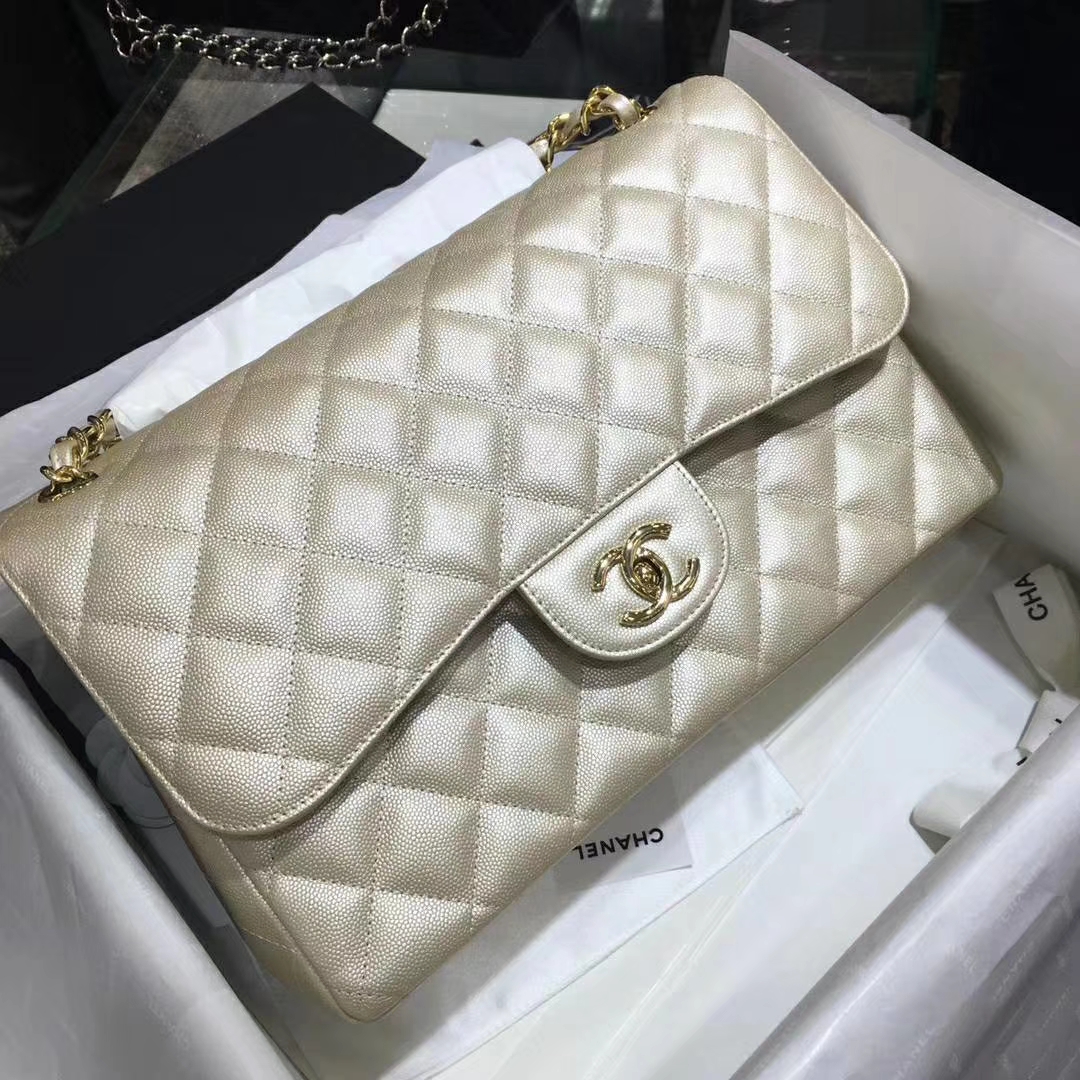 Chanel 香奈儿 Cf系列 30cm 进口小鱼子酱 金扣 金色