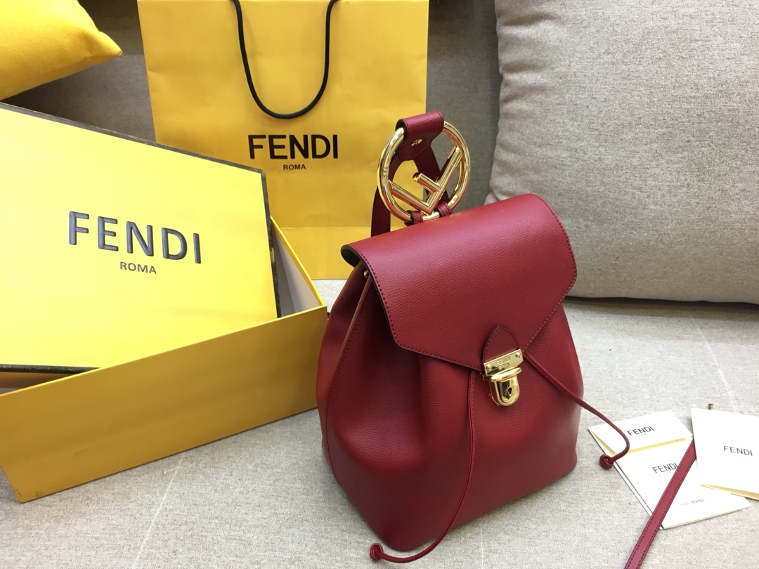 FENDI 芬迪 新款背包 全新F标志的金属手柄   21x15x25 红色 5508 