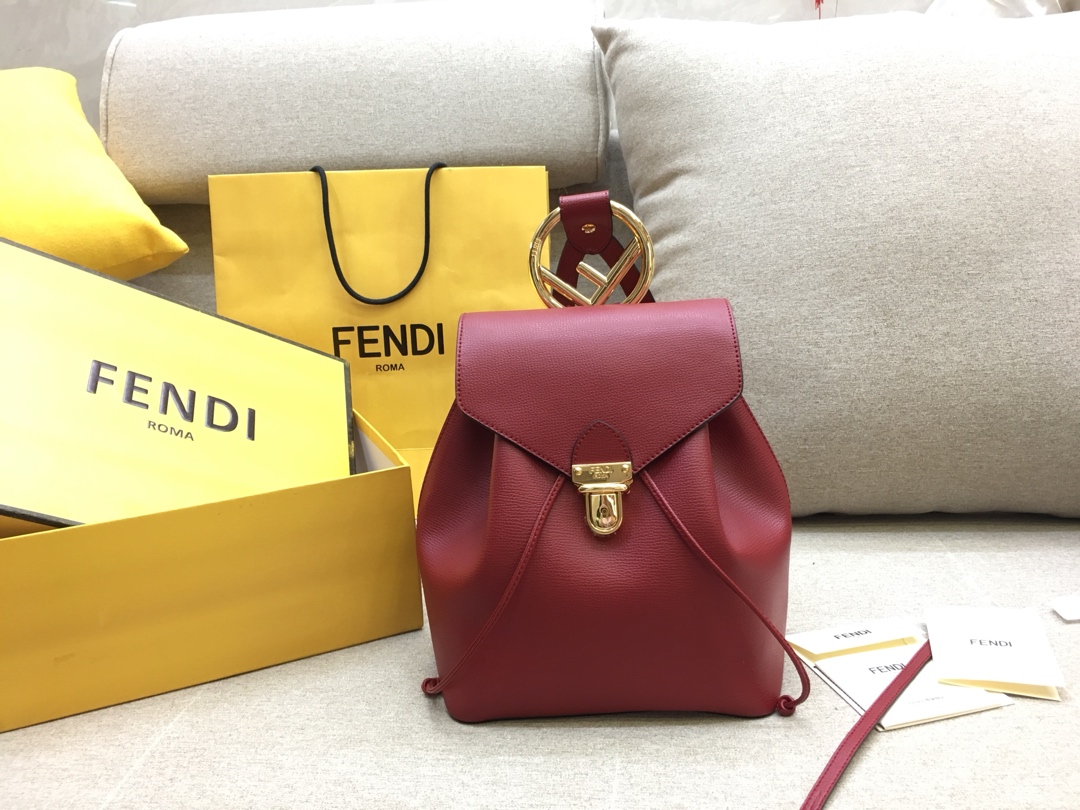 FENDI 芬迪 新款背包 全新F标志的金属手柄   21x15x25 红色 5508 