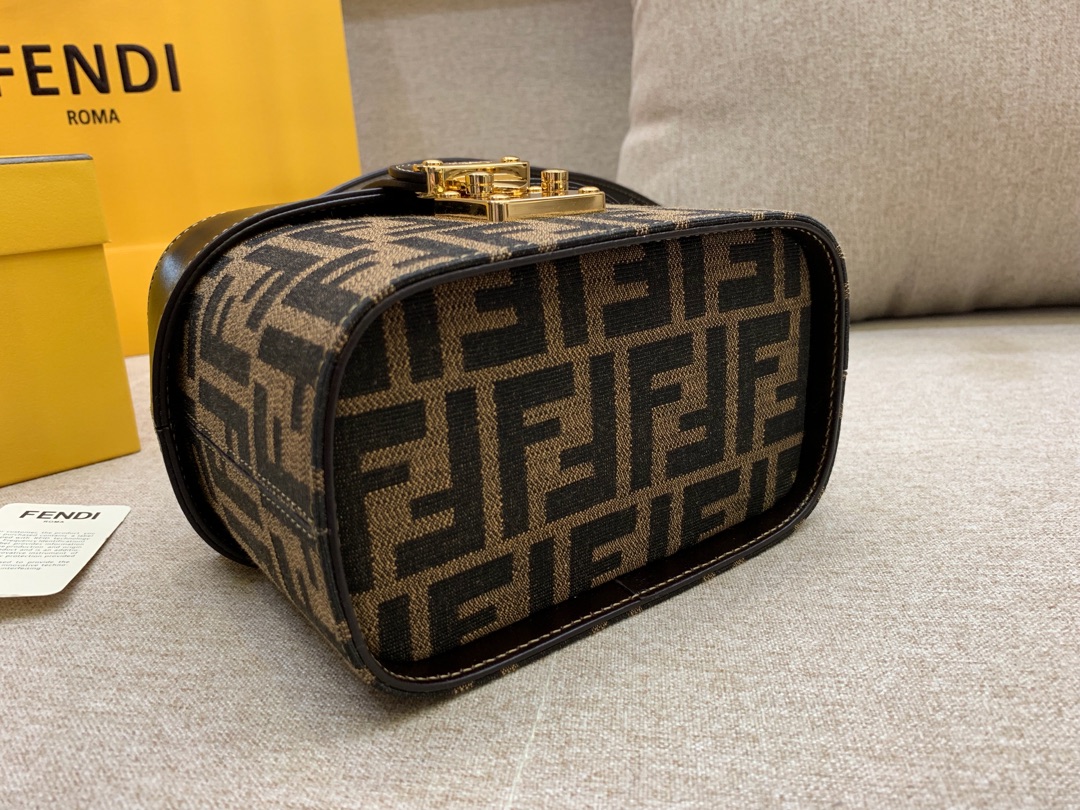 FENDI 芬迪 vintage 盒子 大容量 棕色FF图案 17x12x9cm 棕色 8002 