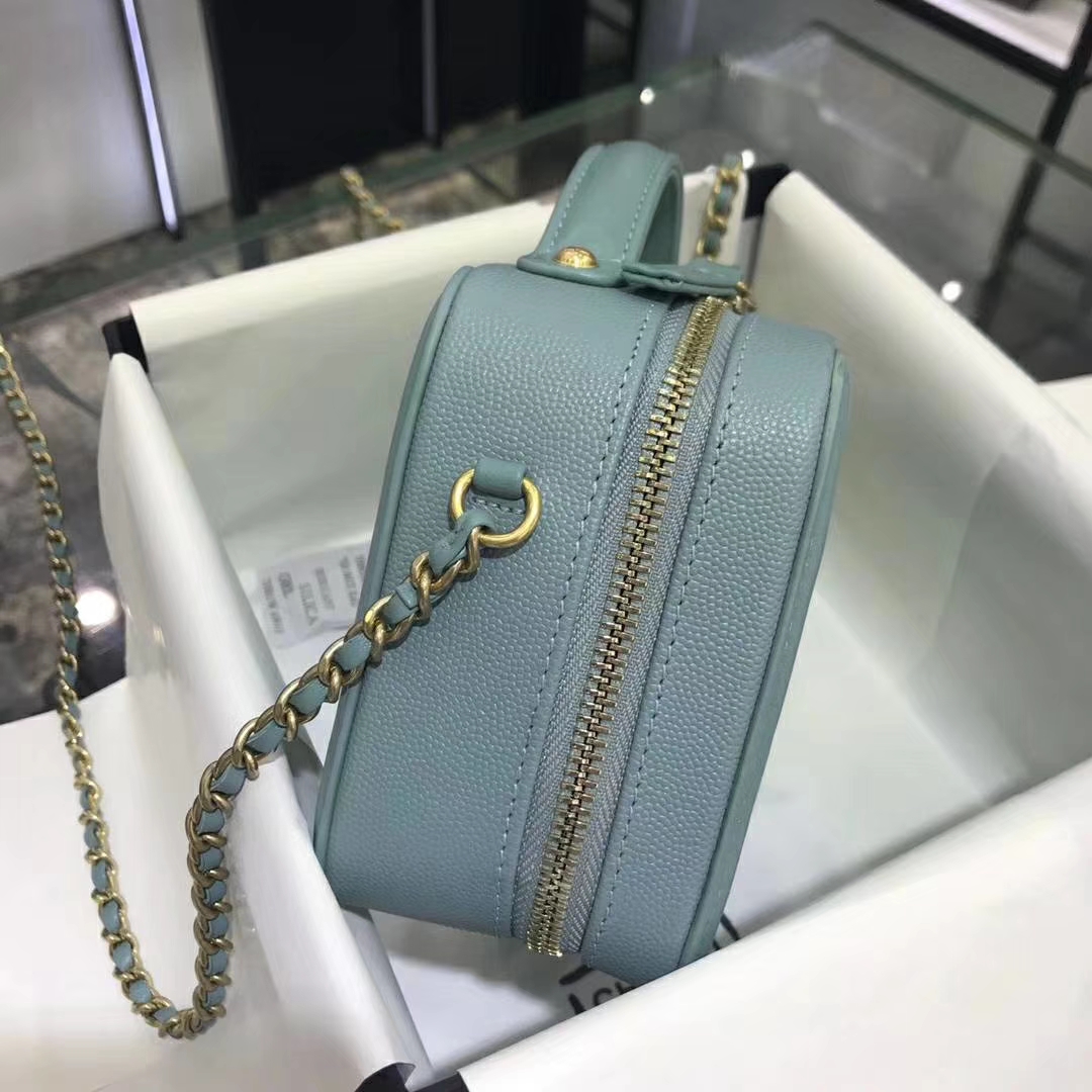 Chanel 香奈儿 化妆包 17cm 原厂皮小鱼子酱 薄荷绿