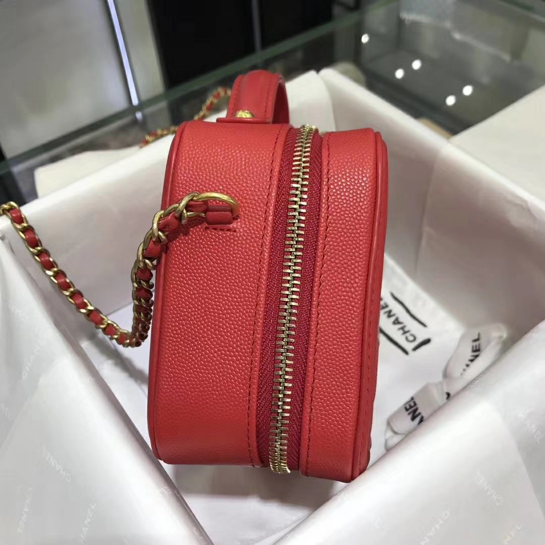 Chanel 香奈儿 化妆包 17cm 原厂皮小鱼子酱 西瓜红
