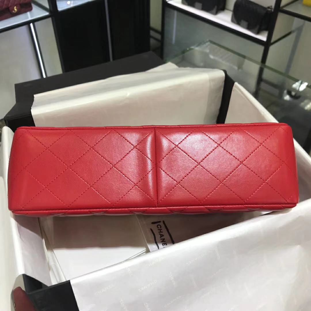 Chanel 香奈儿 Classic Flap 小羊皮 大红色 30cm 金扣