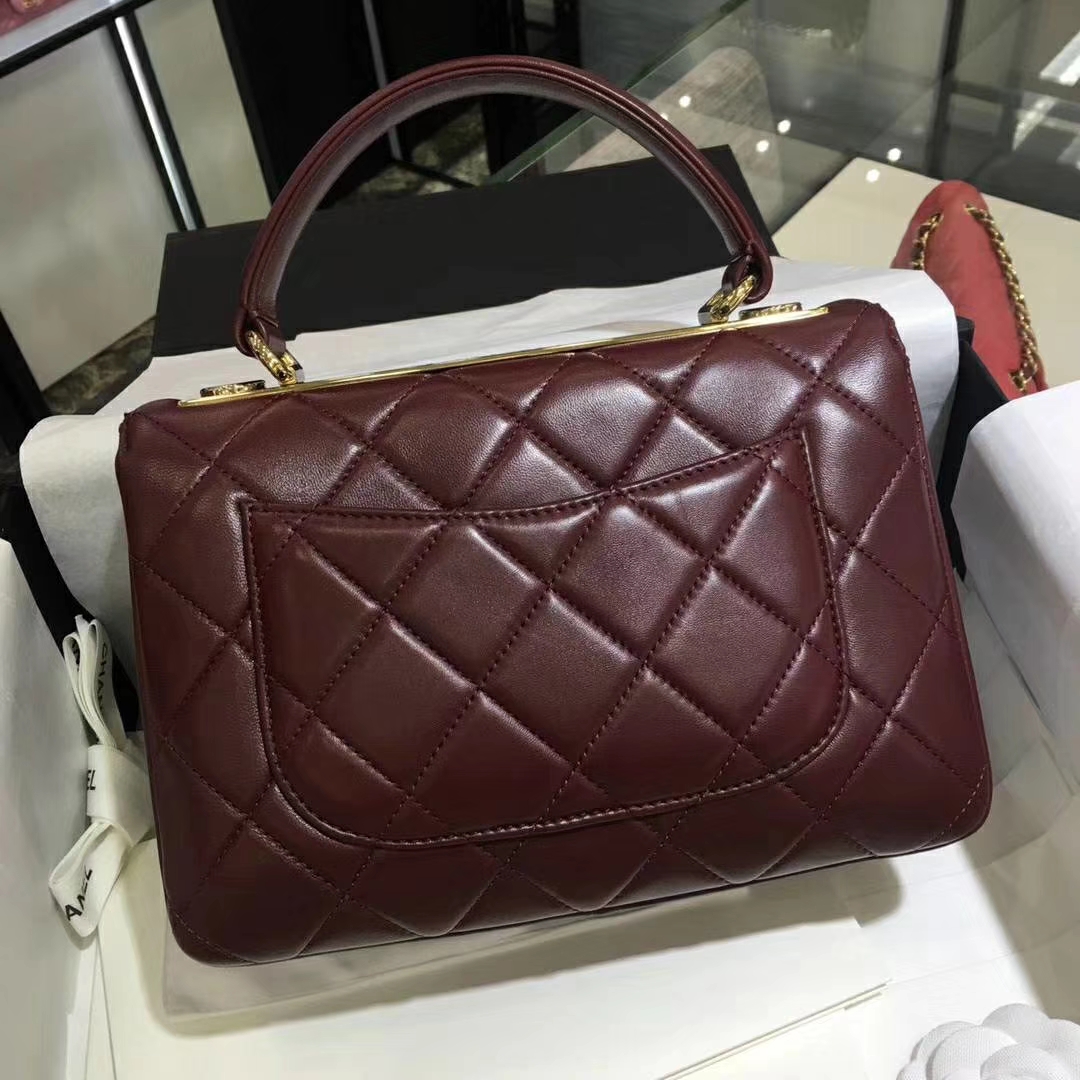 Chanel 香奈儿 Trendy CC 小羊皮 枣红色 25cm 金扣 现货