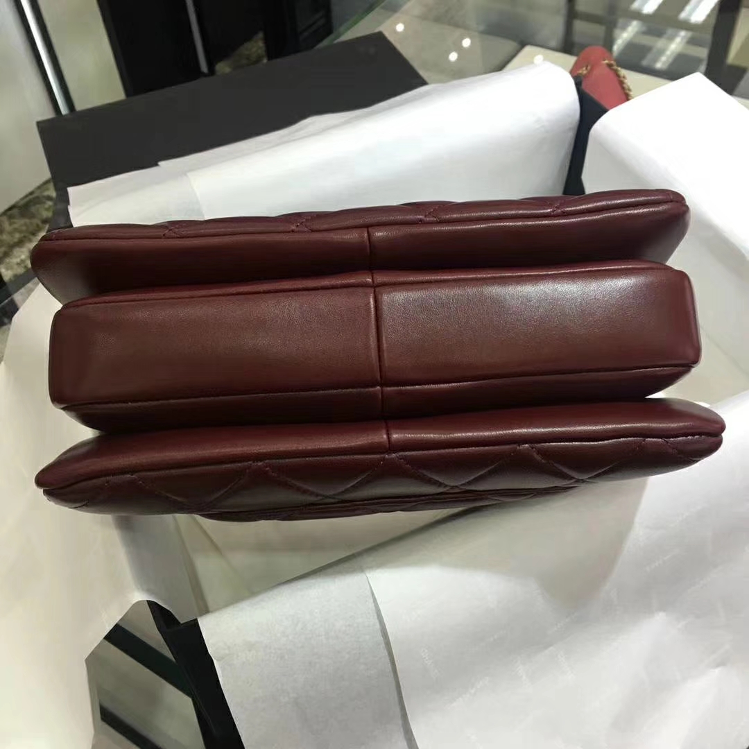 Chanel 香奈儿 Trendy CC 小羊皮 枣红色 25cm 金扣 现货
