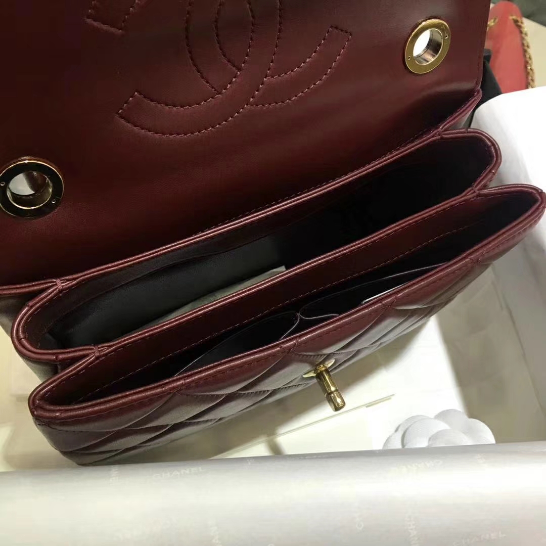 Chanel 香奈儿 Trendy CC 小羊皮 枣红色 25cm 金扣 现货