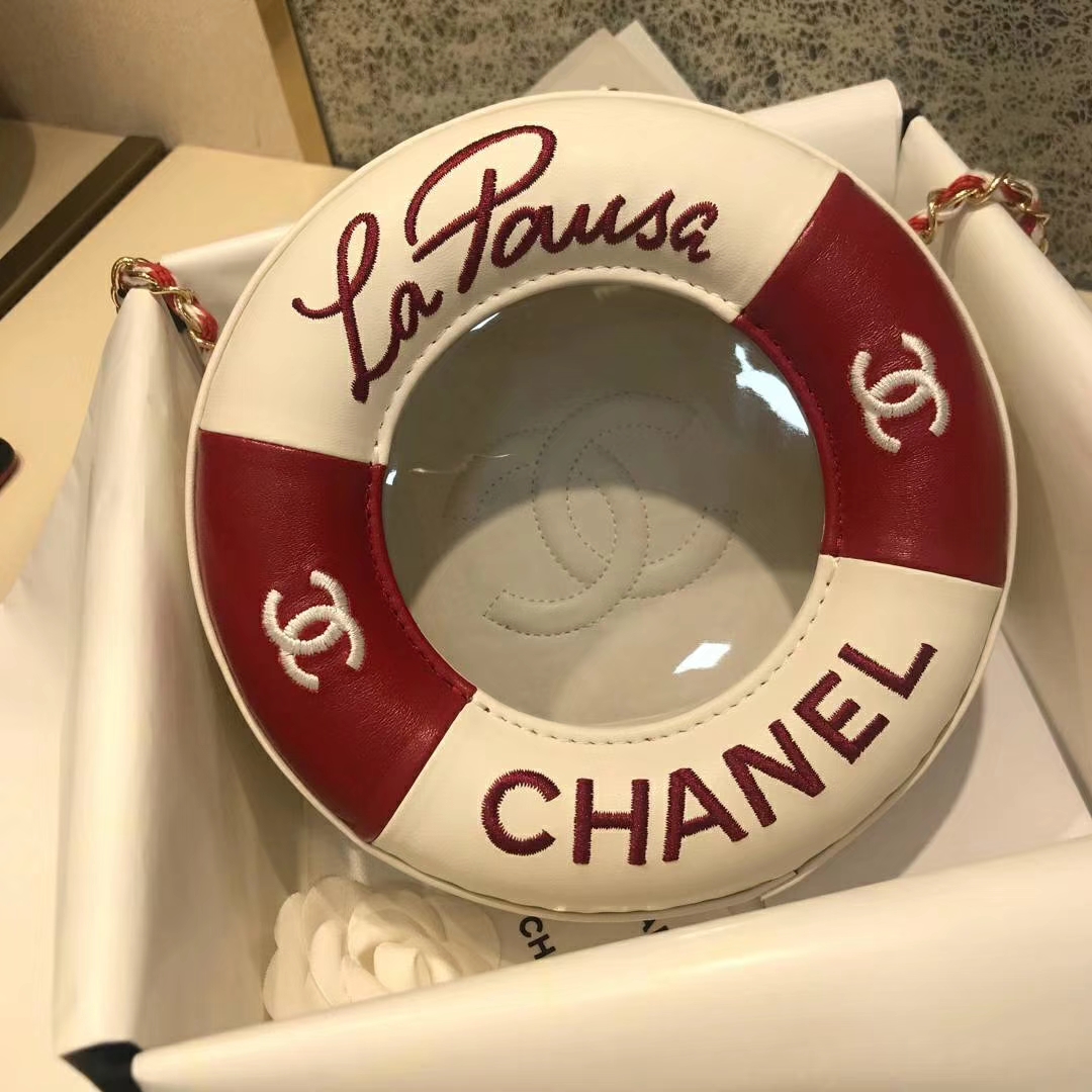 Chanel 早春度假系列 救生圈 小羊皮 拼色刺绣 17.5×6×17.5cm