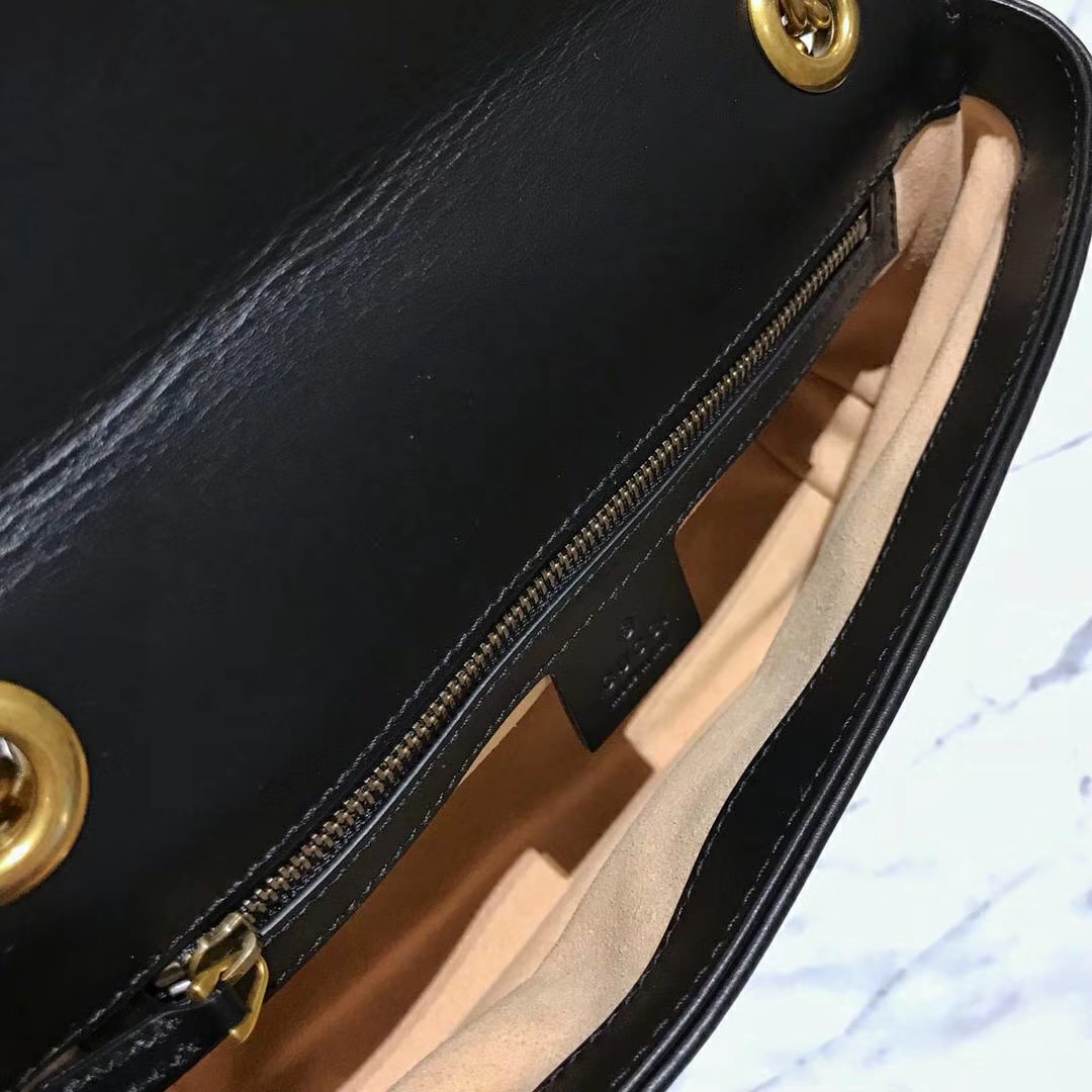 GUCCI官网同步 代购版本 原厂皮料五金打造 工艺一流 26cm 黑色