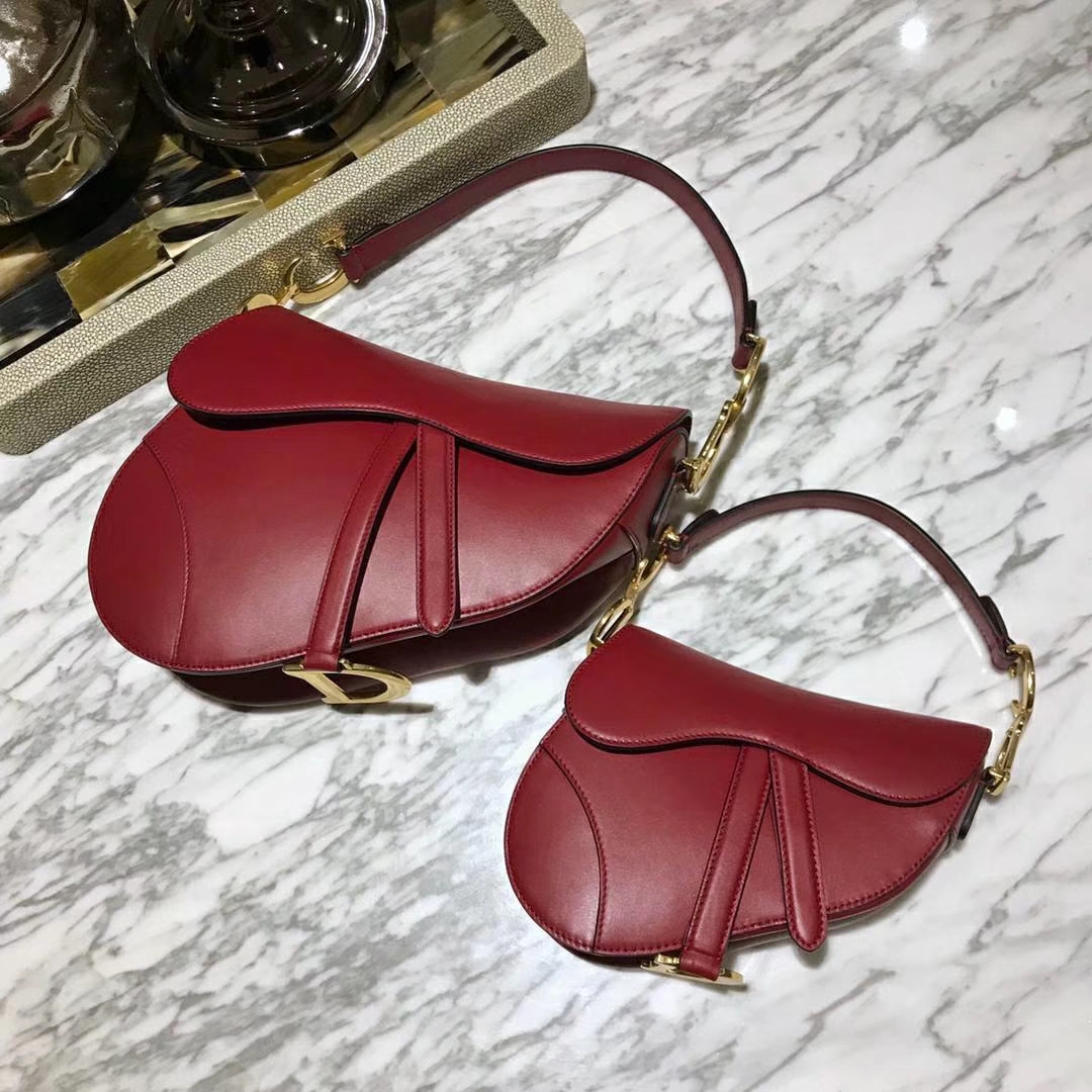 Dior 迪奥 原厂光面牛皮 红色 马鞍包