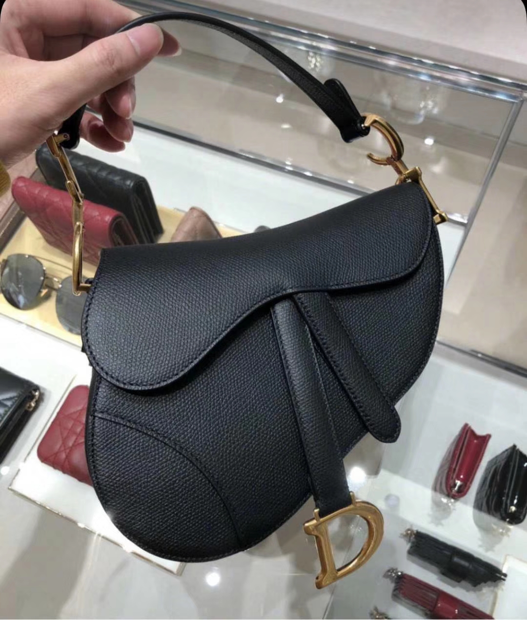 Dior 迪奥 原厂掌纹牛皮 黑色 马鞍包