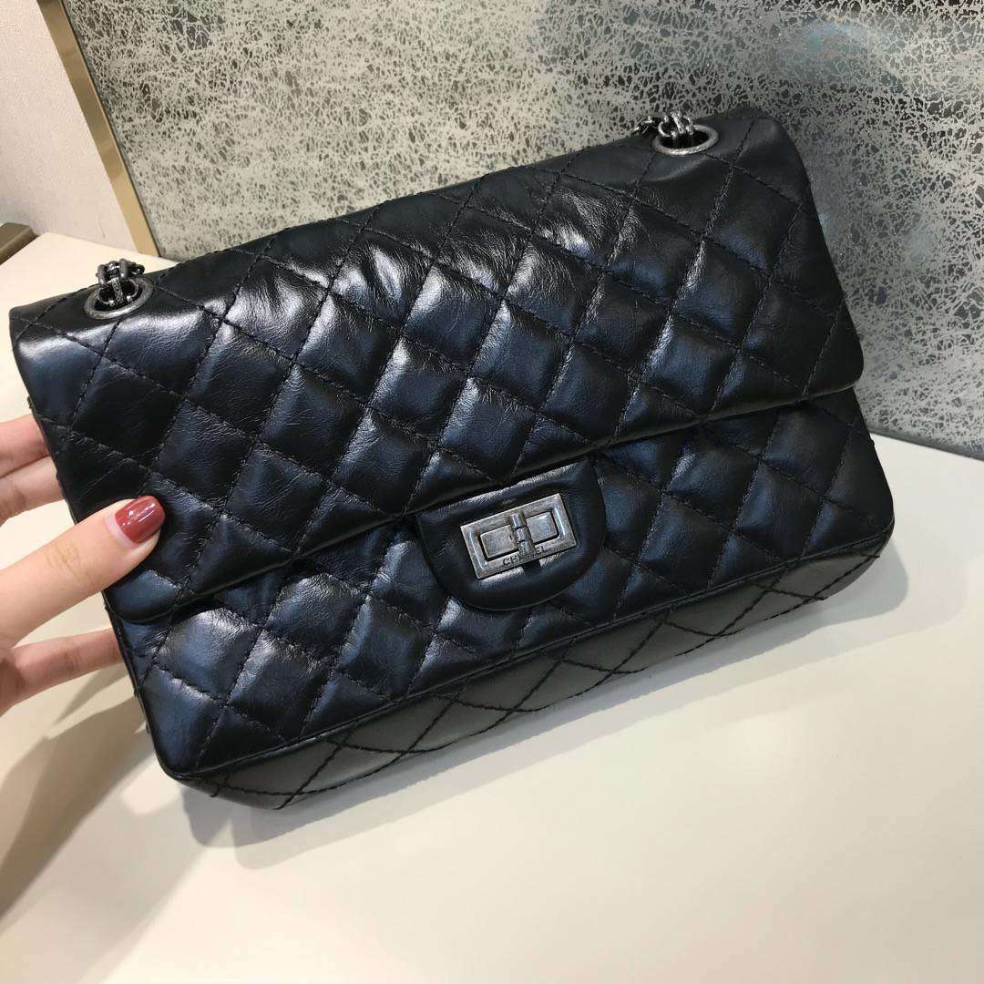 Chanel 香奈儿 复刻2.55 渠道代购版本 25cm 原厂皮 黑色 古银