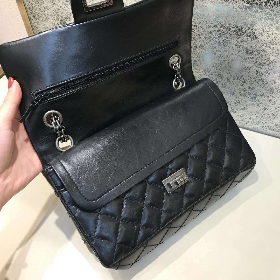 Chanel 香奈儿 复刻2.55 渠道代购版本 25cm 原厂皮 黑色 古银