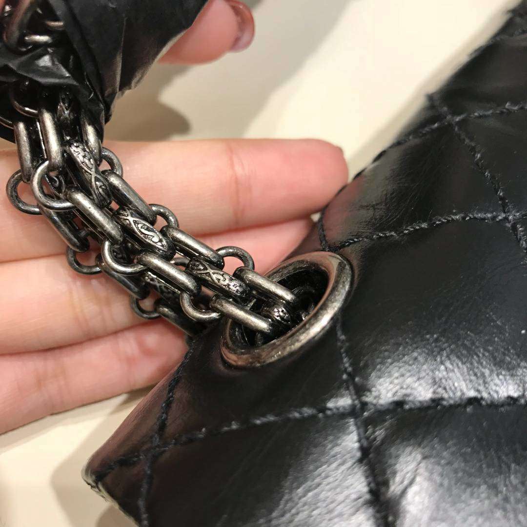 Chanel 香奈儿 复刻2.55 渠道代购版本 25cm 原厂皮 黑色 古银