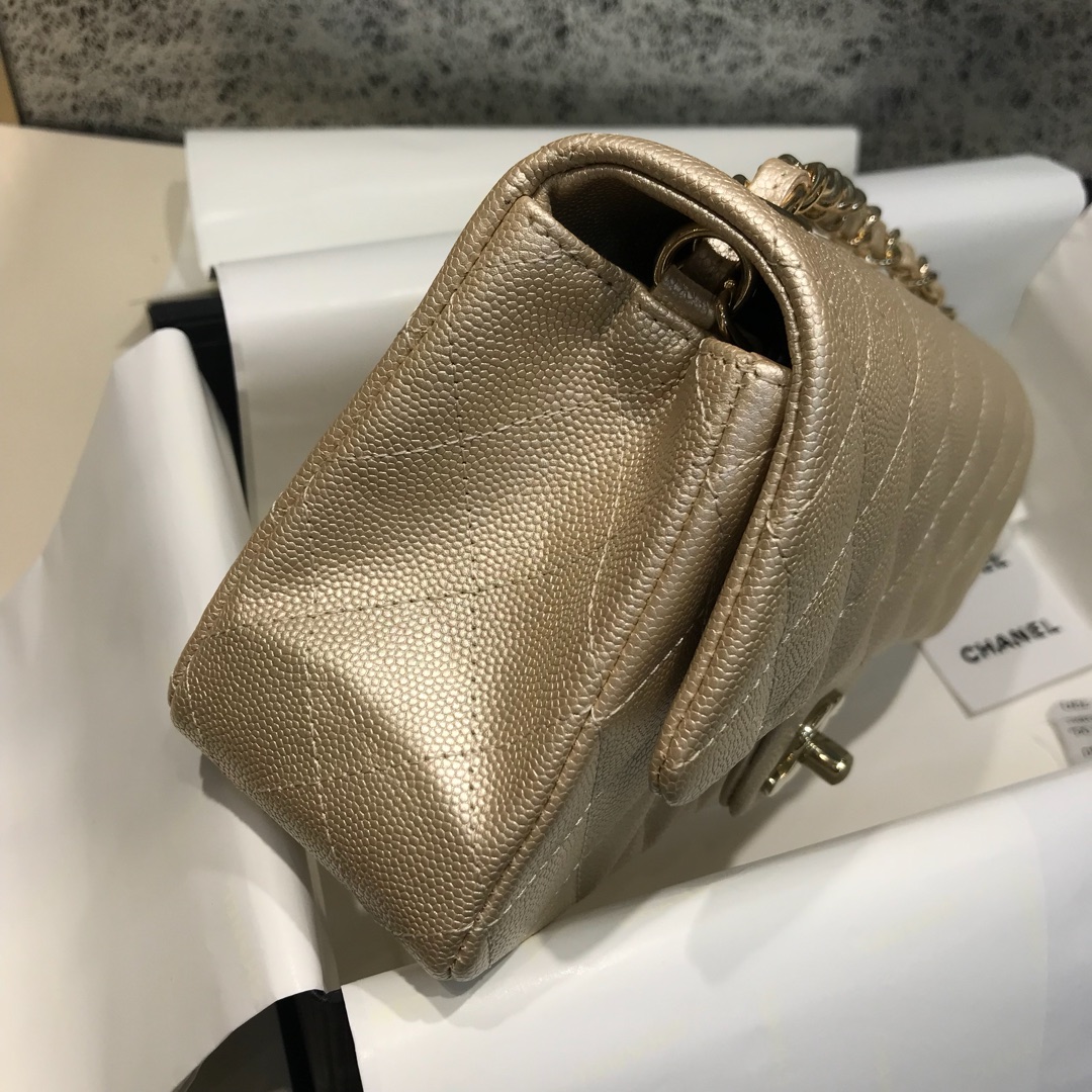 Classic Flap 代购版本 20cm 进口定制小鱼子酱 金色 金扣 进口定制皮