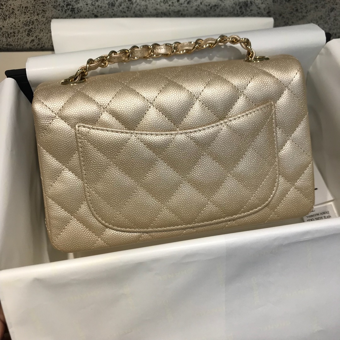 Classic Flap 代购版本 20cm 进口定制小鱼子酱 金色 金扣 进口定制皮