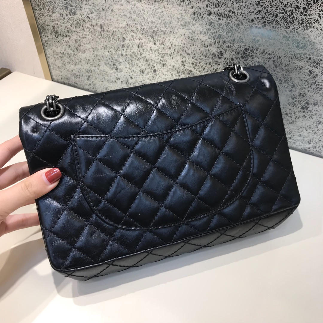 Chanel 香奈儿 复刻2.55 渠道代购版本 25cm 原厂皮 黑色 古银