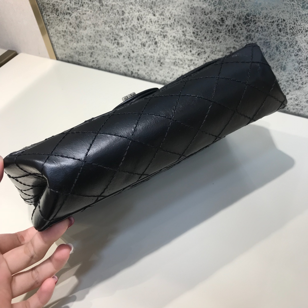 Chanel 香奈儿 复刻2.55 渠道代购版本 25cm 原厂皮 黑色 古银