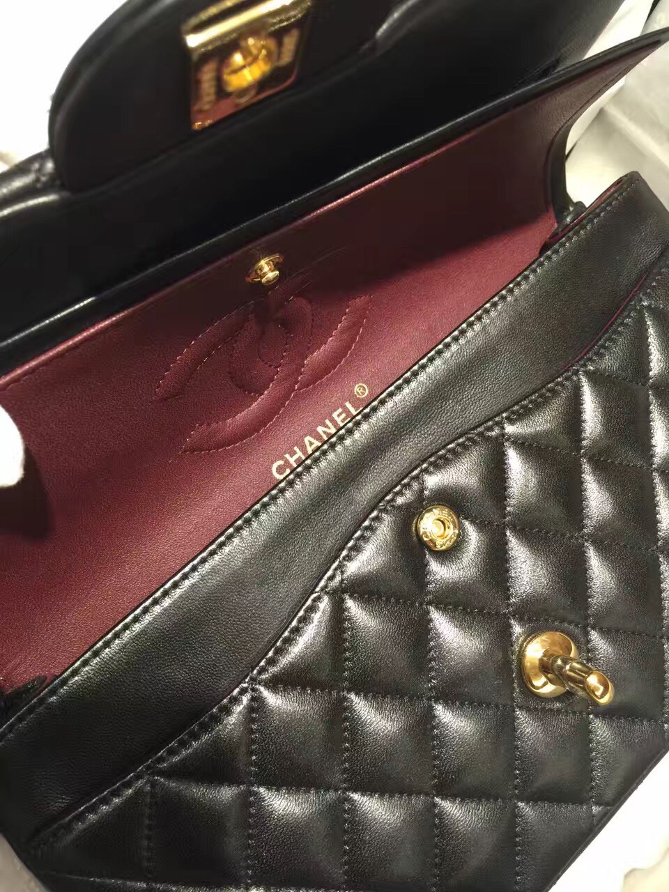 Classic Flap 代购版本 25cm 进口定制小羊皮 黑色 金扣