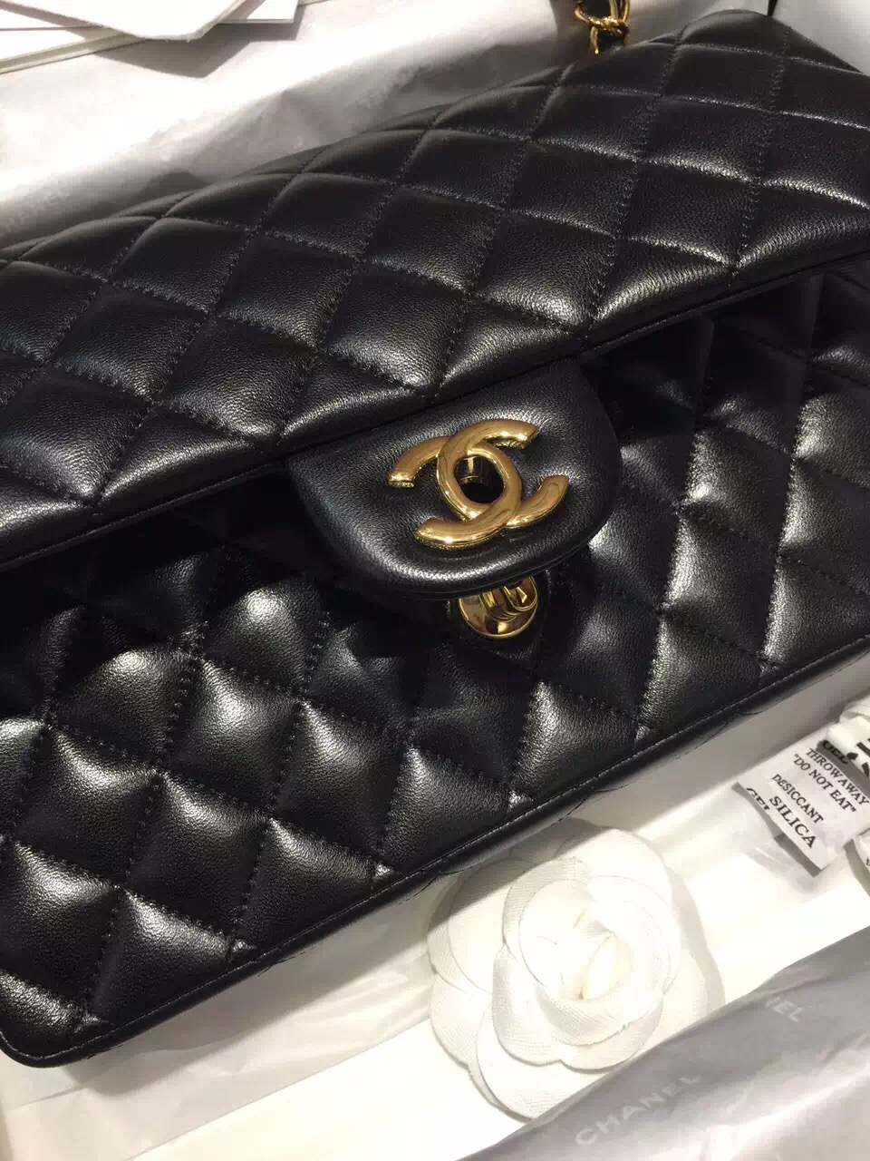 Classic Flap 代购版本 25cm 进口定制小羊皮 黑色 金扣