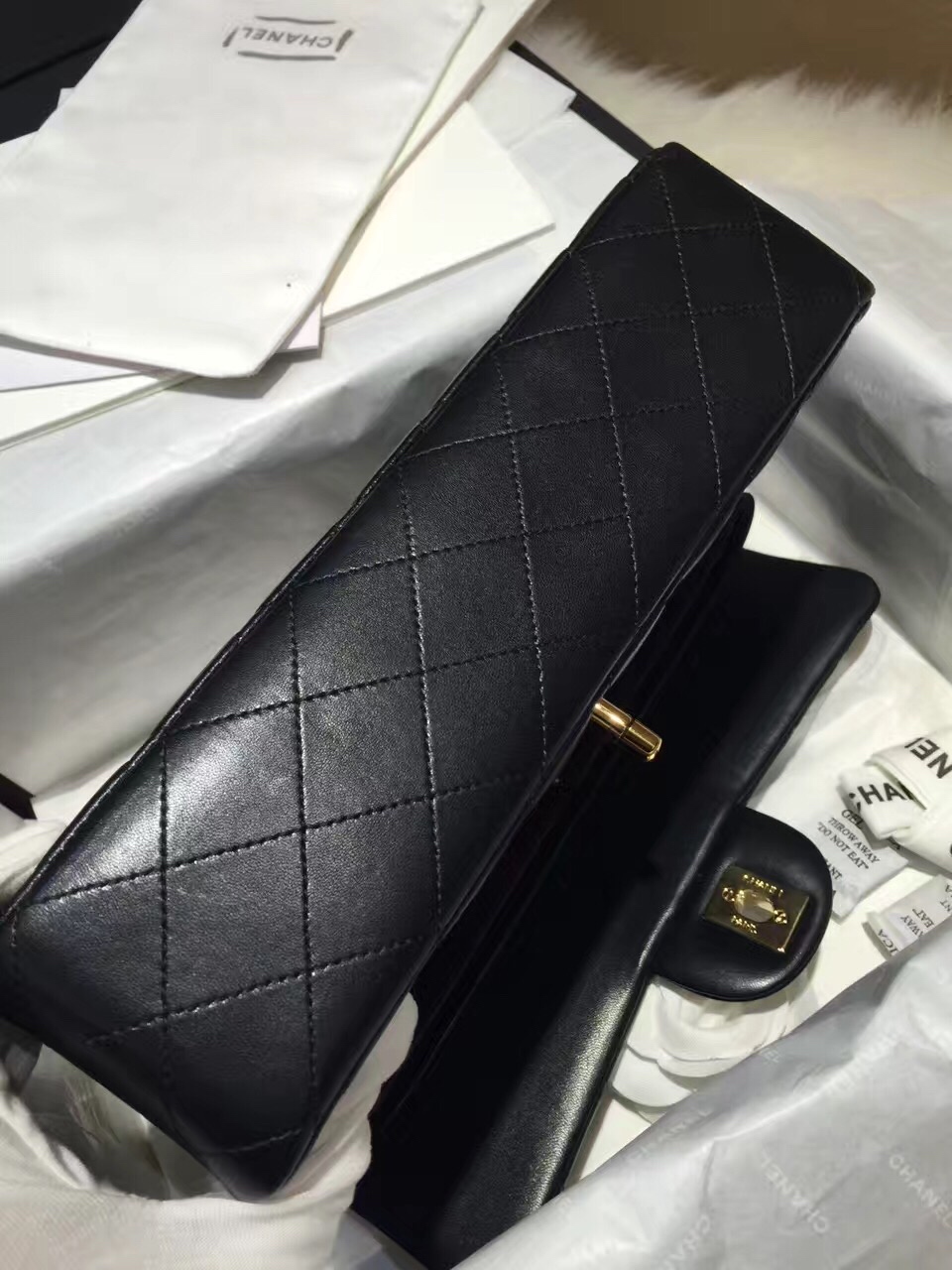 Classic Flap 代购版本 25cm 进口定制小羊皮 黑色 金扣