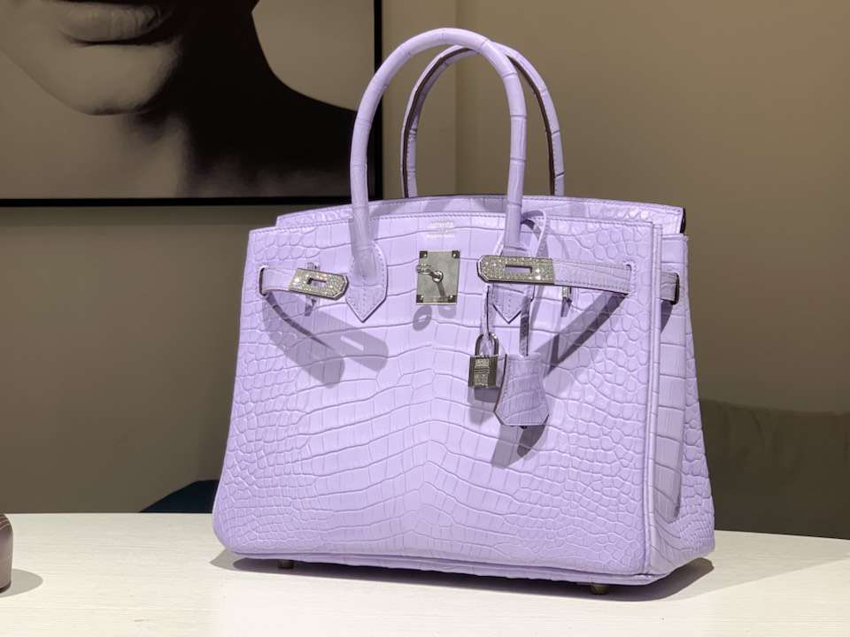 HERMES 爱马仕 Brikin 25cm 鳄鱼皮 香芋紫 现货
