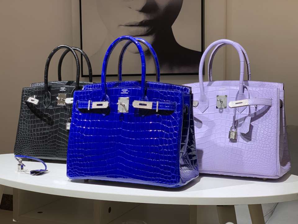 HERMES 爱马仕 Brikin 25cm 鳄鱼皮 电光蓝 现货