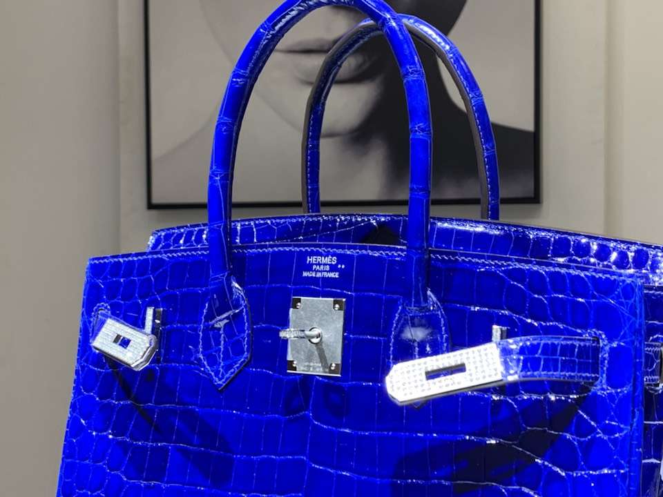 HERMES 爱马仕 Brikin 25cm 鳄鱼皮 电光蓝 现货