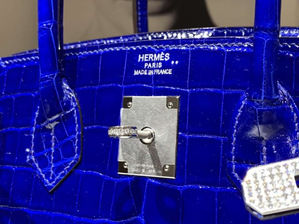 HERMES 爱马仕 Brikin 25cm 鳄鱼皮 电光蓝 现货