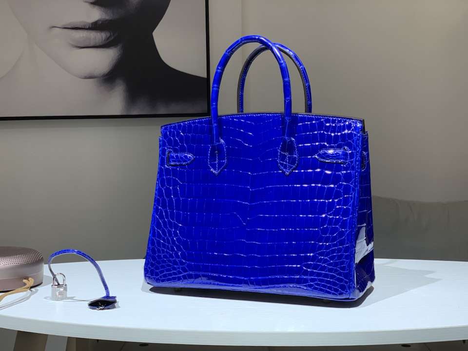 HERMES 爱马仕 Brikin 25cm 鳄鱼皮 电光蓝 现货