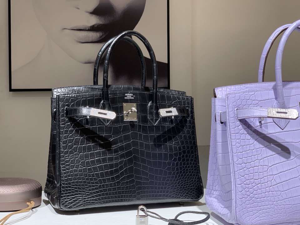 HERMES 爱马仕 Brikin 25cm 鳄鱼皮 黑色 现货