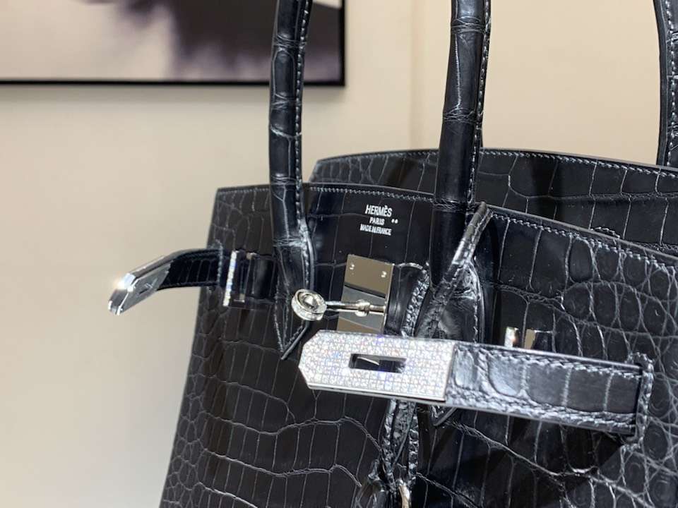 HERMES 爱马仕 Brikin 25cm 鳄鱼皮 黑色 现货