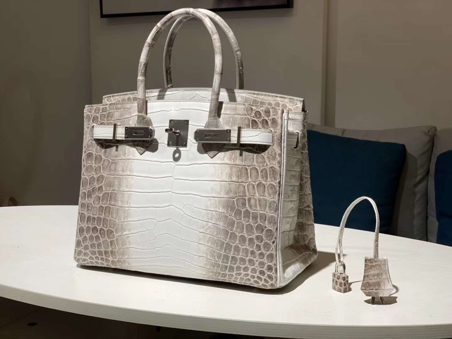 HERMES 爱马仕 Brikin 25cm 鳄鱼皮 喜马拉雅 现货