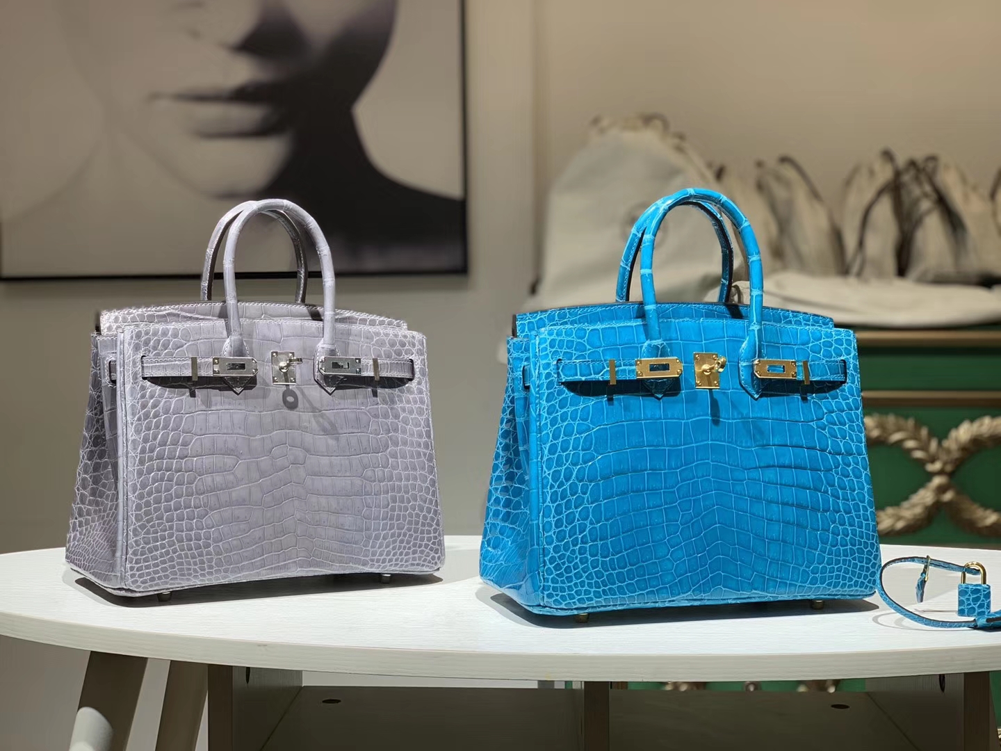 HERMES 爱马仕 Brikin 25cm 鳄鱼皮 沥青灰 现货