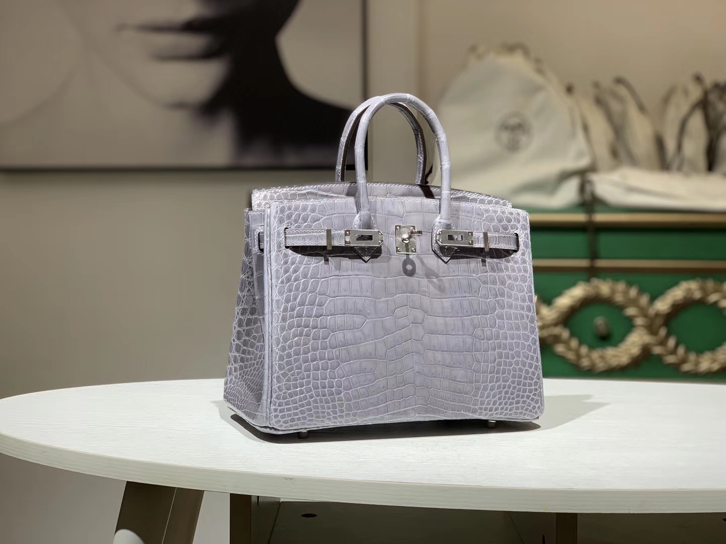 HERMES 爱马仕 Brikin 25cm 鳄鱼皮 沥青灰 现货