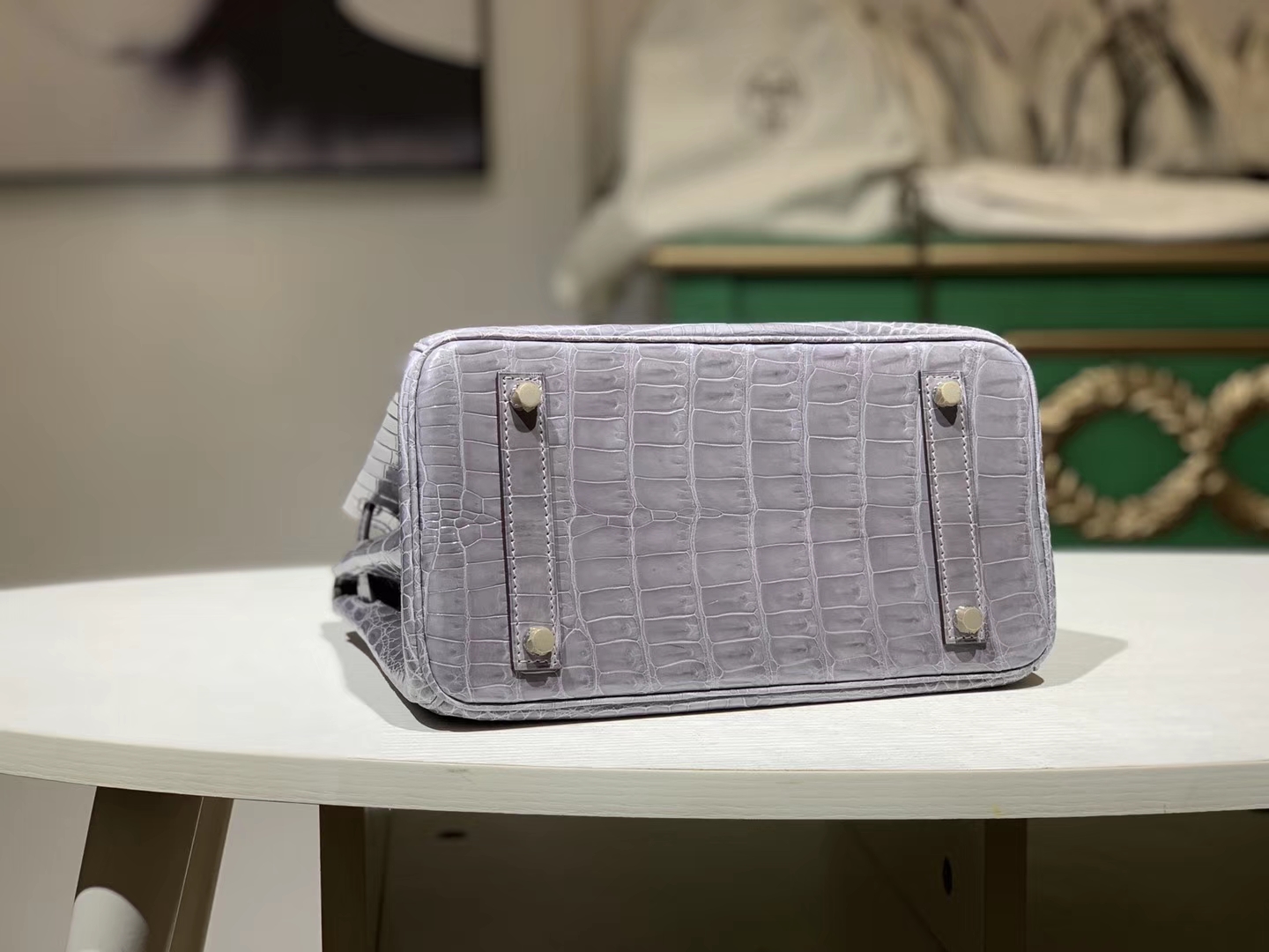 HERMES 爱马仕 Brikin 25cm 鳄鱼皮 沥青灰 现货