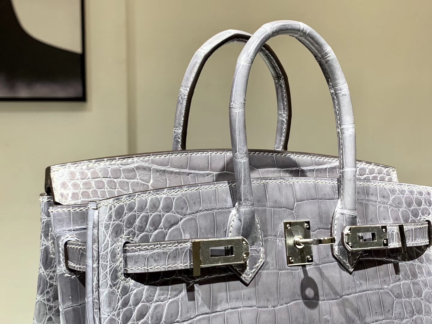 HERMES 爱马仕 Brikin 25cm 鳄鱼皮 沥青灰 现货