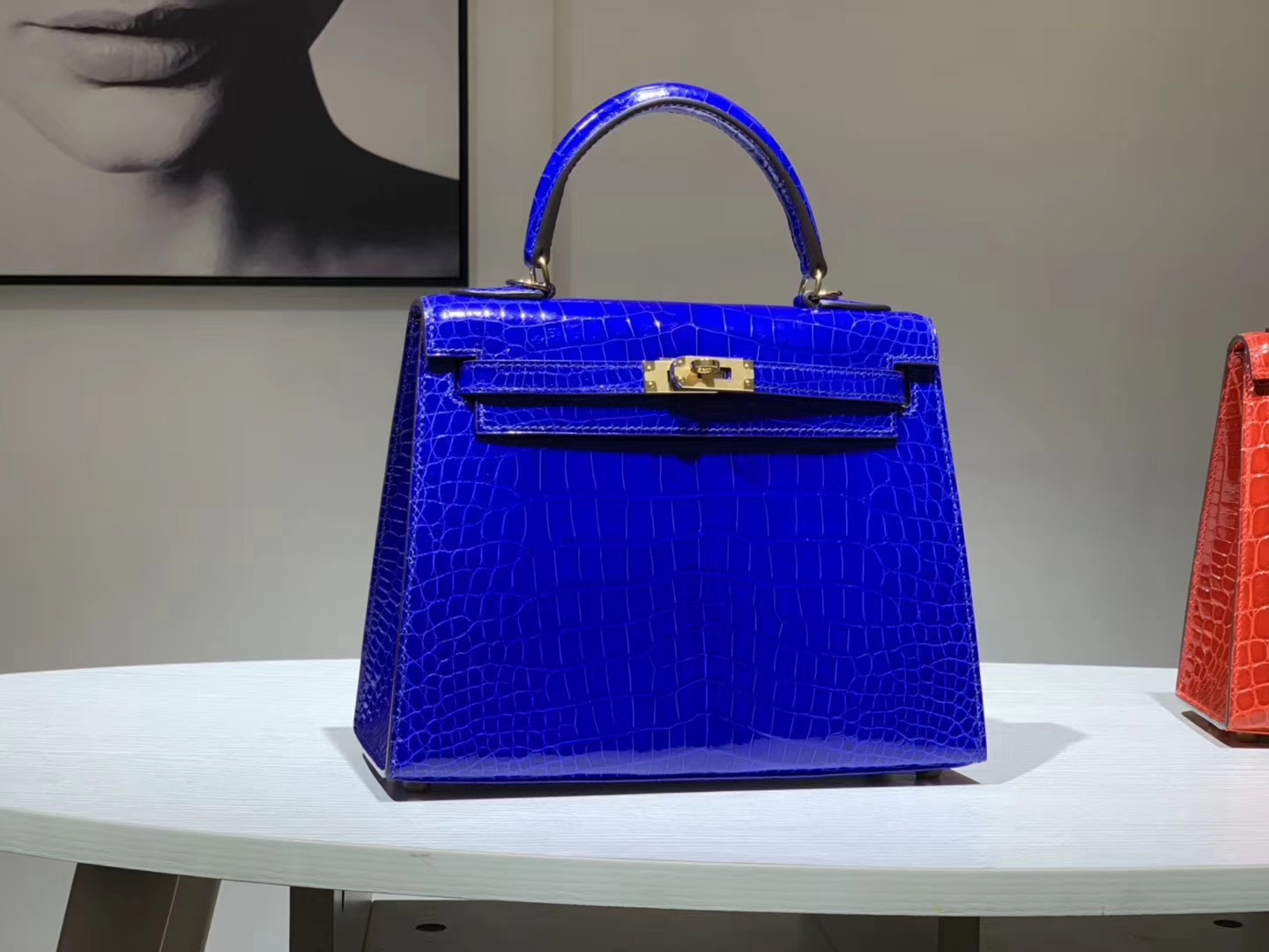 HERMES 爱马仕 Kelly 25cm 鳄鱼皮 电光蓝