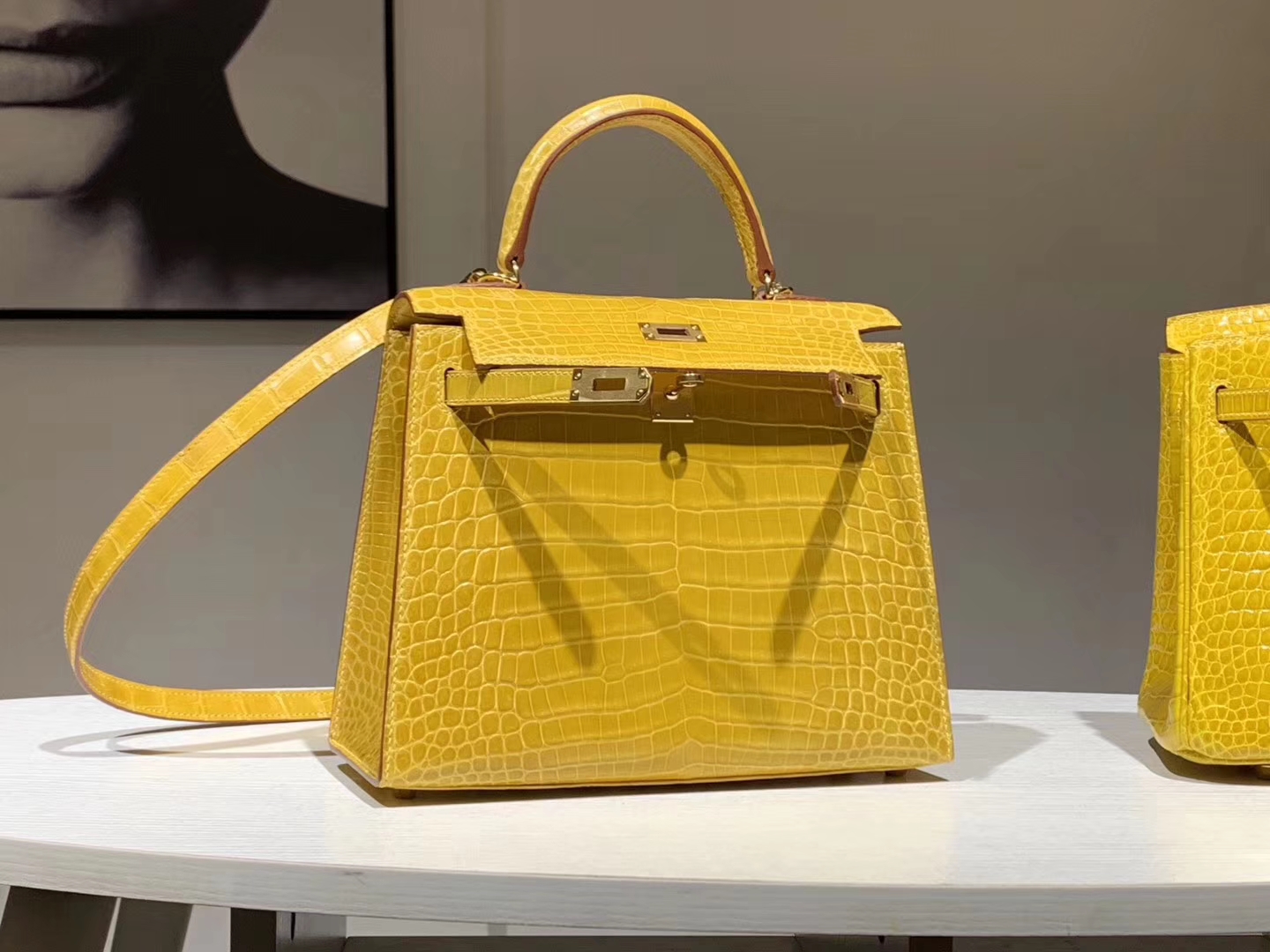 HERMES Kelly 25cm 鳄鱼皮 9D 琥珀黄 现货
